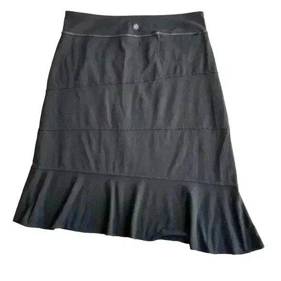 Athleta Black Crescendo Asymmetric Midi Skirt Size XL 862111 - Picture 3 of 8
